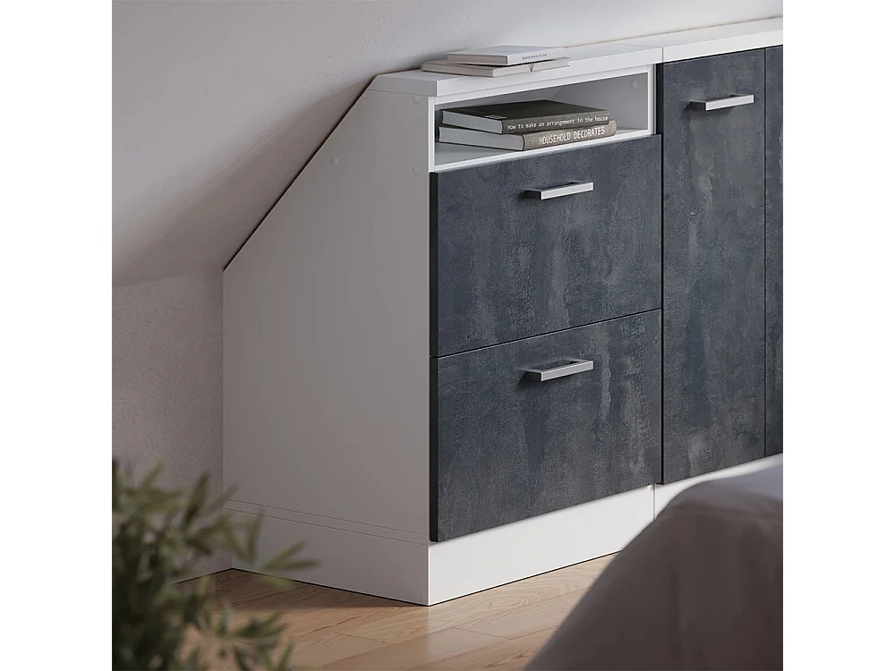 Mobile sottotetto nero cemento/bianco 60x46x81.6 rion