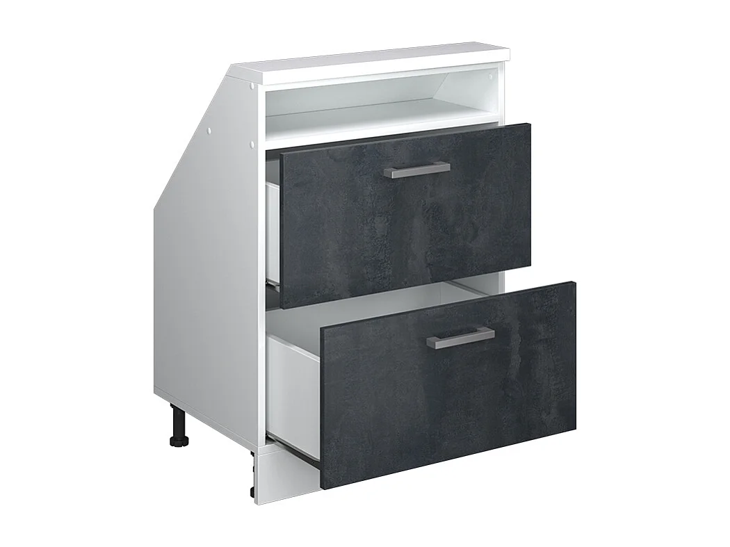 Meuble de rangement sous pente noir béton/blanc 60x46x81.6 rion