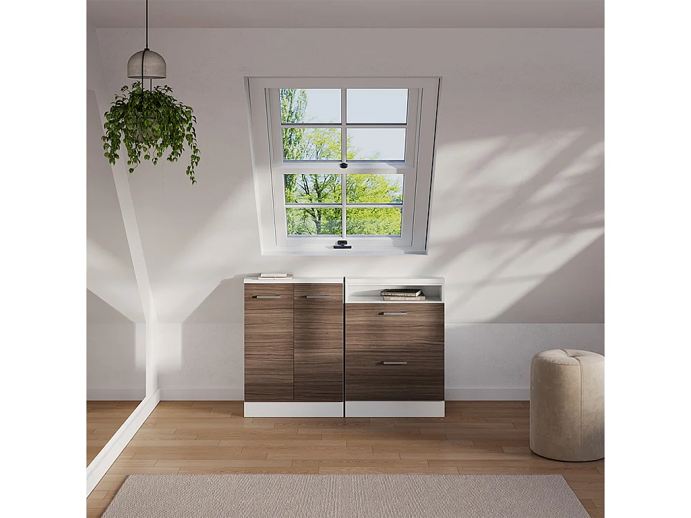 Ensembles de meuble de rangement sous pente gris noble/blanc 120x46x81.6 rion