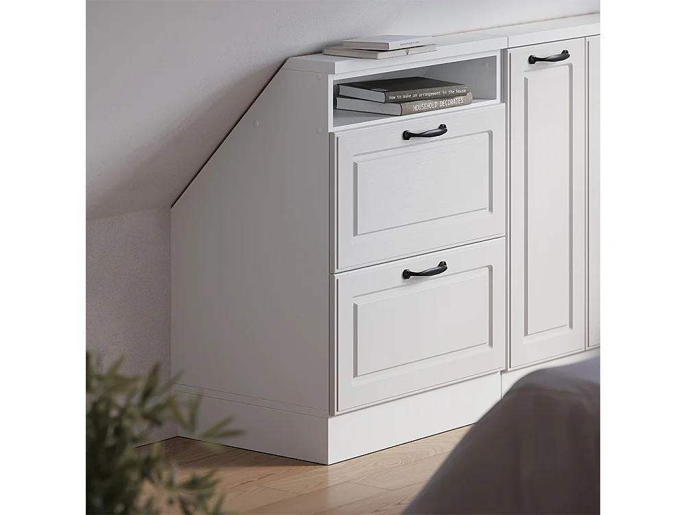 Meuble de rangement sous pente blanc campagne/blanc 60x46x81.6 rion