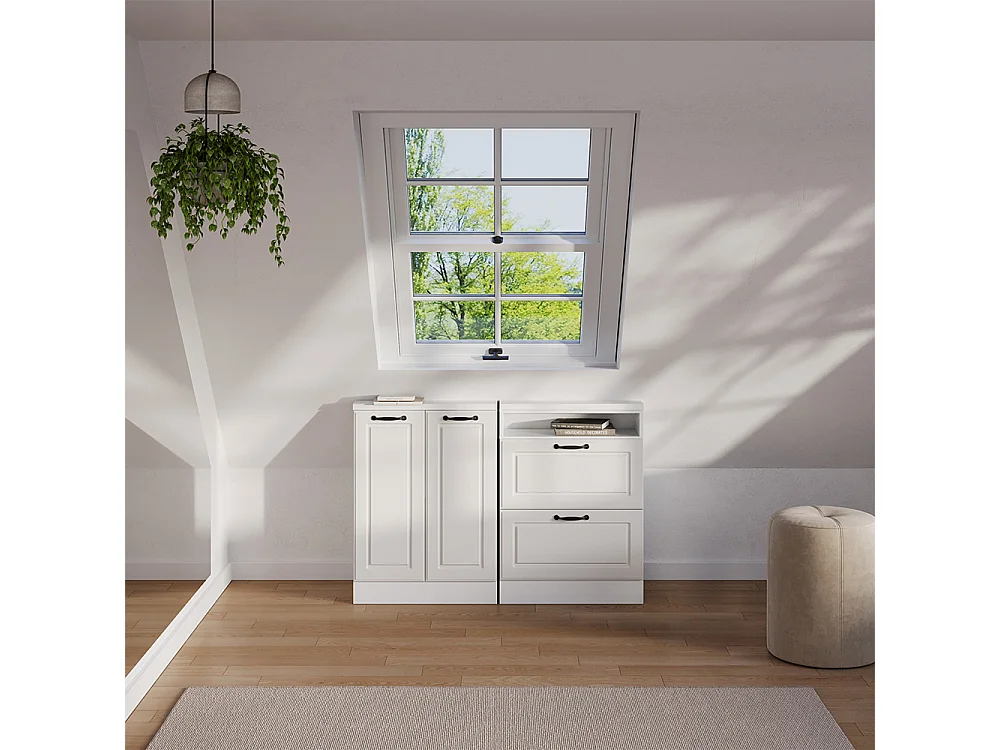 Meuble de rangement sous pente blanc campagne/blanc 60x46x81.6 rion