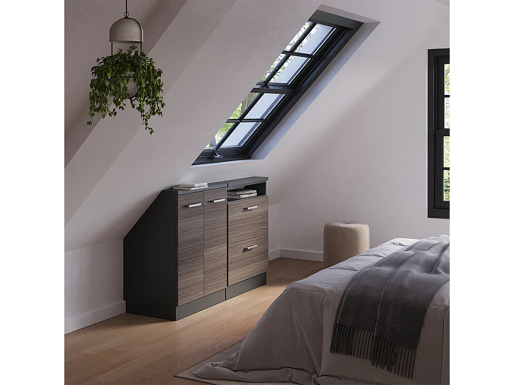 Ensembles de meuble de rangement sous pente gris noble/anthracite 120x46x81.6 rion