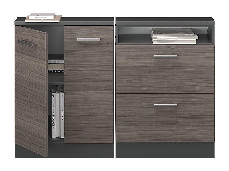 Ensembles de meuble de rangement sous pente gris noble/anthracite 120x46x81.6 rion