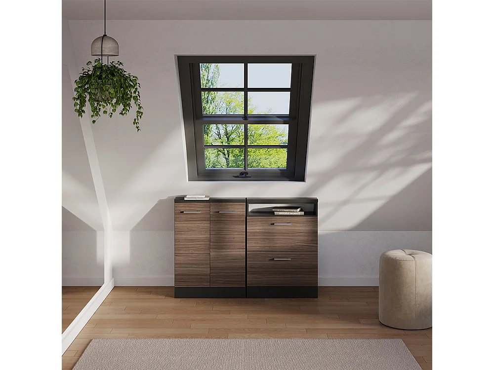 Zestaw szafek na dach skośny szlachetny szary/antracyt 120x46x81.6 rion