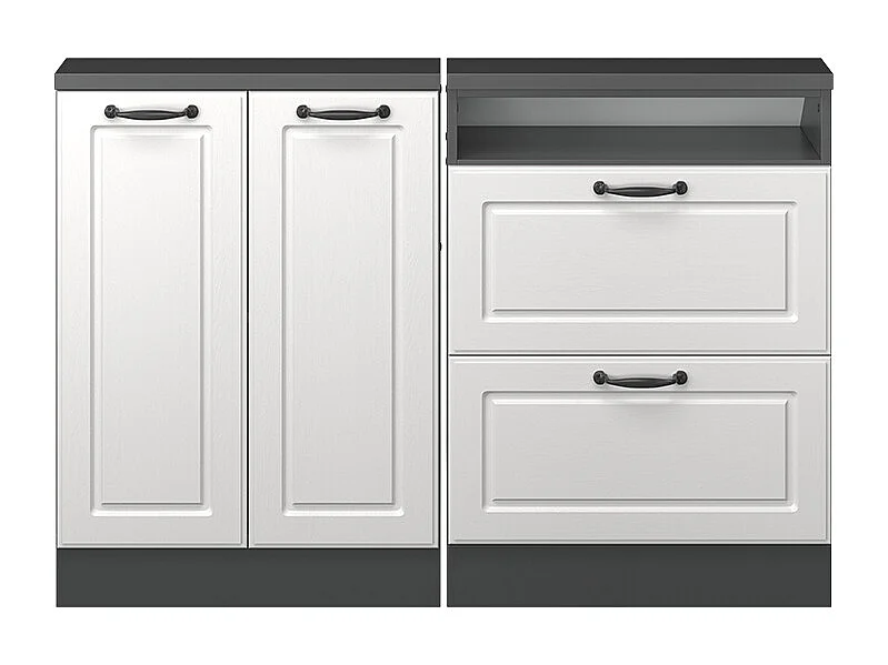 Ensembles de meuble de rangement sous pente blanc cottage/anthracite 120x46x81.6 rion