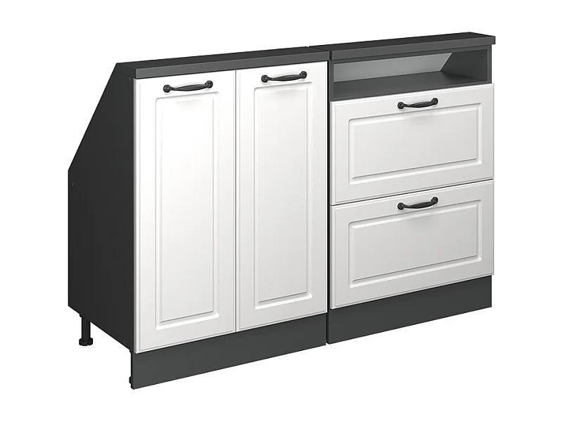 Dachschrägenschrank-Set weiß landhaus/anthrazit 120x46x81.6 rion