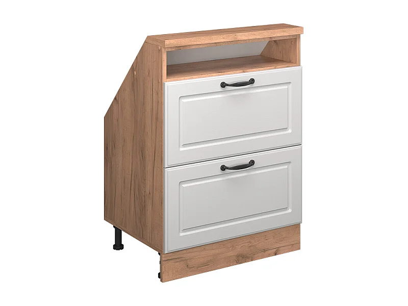 Meuble de rangement sous pente blanc campagnard/chêne doré 60x46x81.6 rion