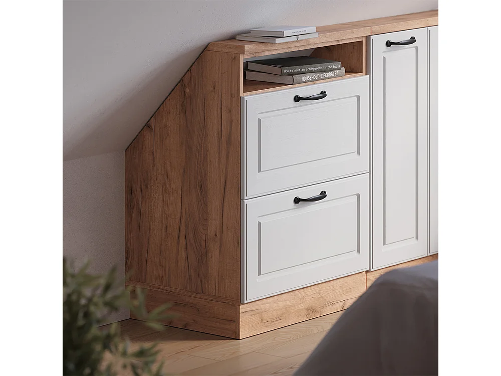 Mobile sottotetto casa di campagna bianca/quercia dorata 60x46x81.6 rion