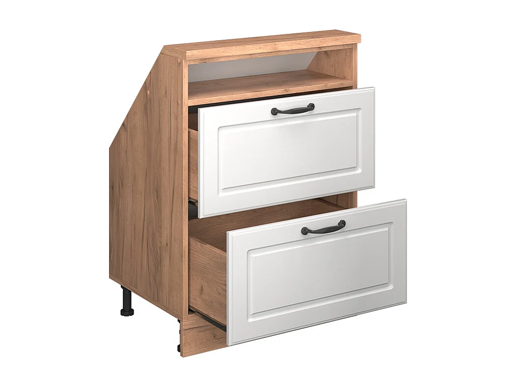 Meuble de rangement sous pente blanc campagnard/chêne doré 60x46x81.6 rion