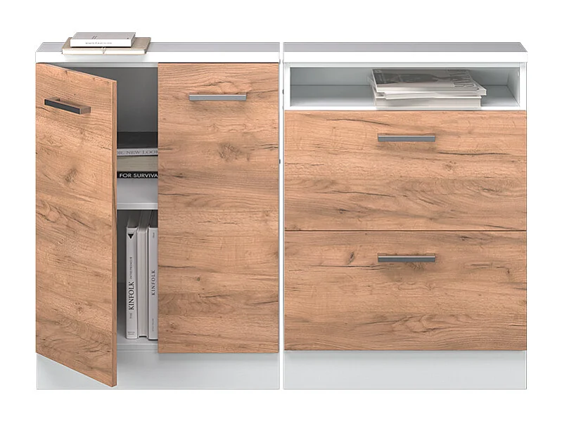 Ensembles de meuble de rangement sous pente chêne doré/blanc 120x46x81.6 rion