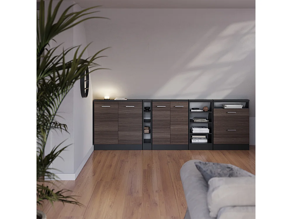 Meuble de rangement sous pente gris noble/anthracite 60x46x81.6 rion