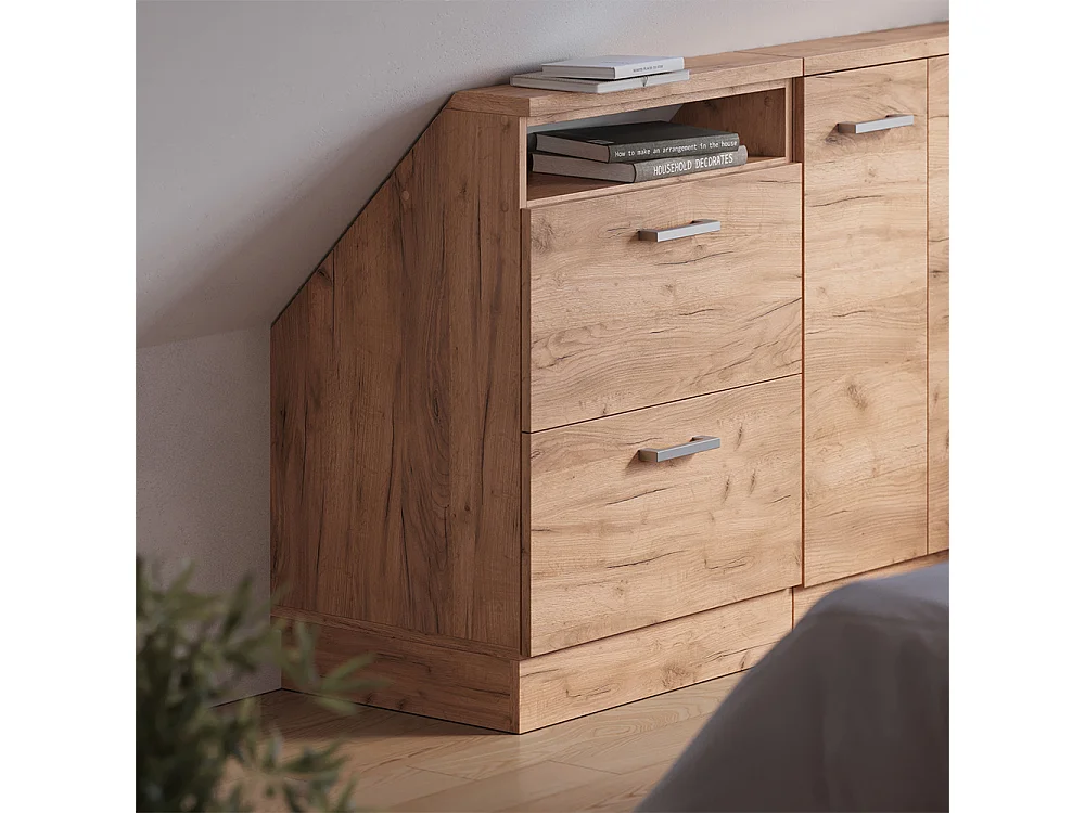 Meuble de rangement sous pente chêne de force doré 60x46x81.6 rion