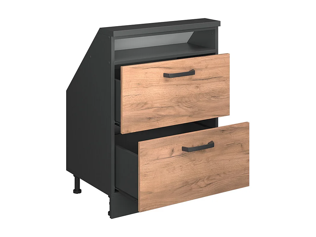 Meuble de rangement sous pente chêne doré/anthracite 60x46x81.6 rion