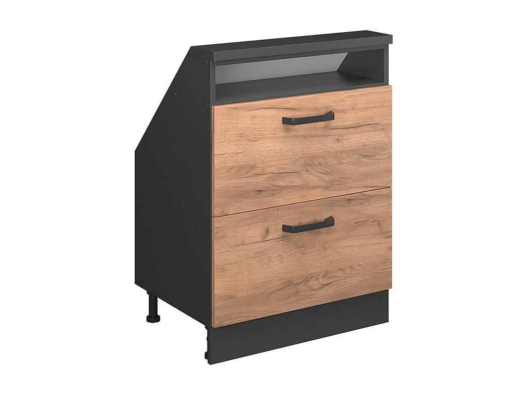 Meuble de rangement sous pente chêne doré/anthracite 60x46x81.6 rion