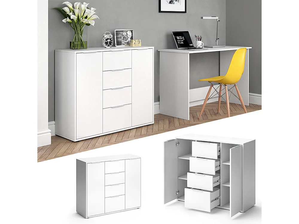 Cassettiera per camera da letto bianco 35x100x84 leon