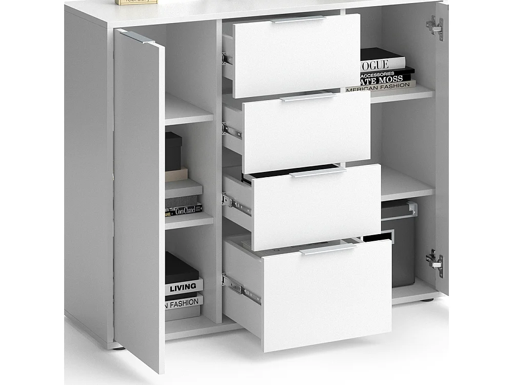 Commode avec tiroirs blanc 35x100x84 leon