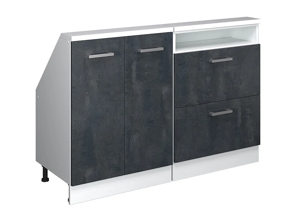 Ensembles de meuble de rangement sous pente noir béton/blanc 120x46x81.6 rion