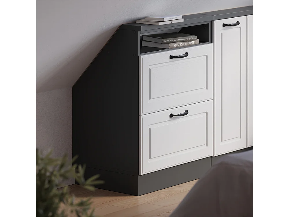 Meuble de rangement sous pente blanc cottage/anthracite 60x46x81.6 rion