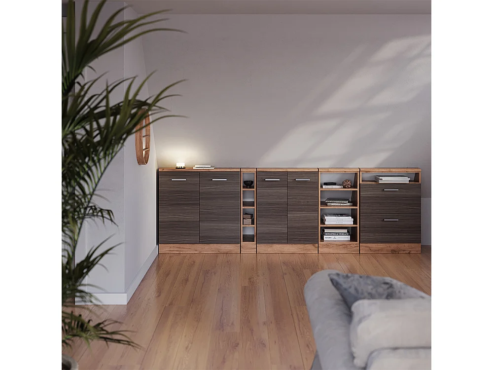 Dachschrägenschrank edelgrau/goldkraft eiche 60x46x81.6 rion