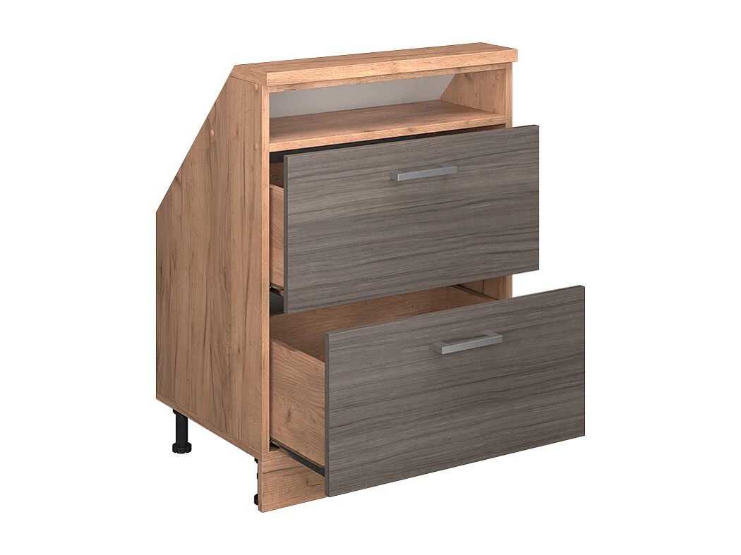 Meuble de rangement sous pente gris noble/chêne doré 60x46x81.6 rion