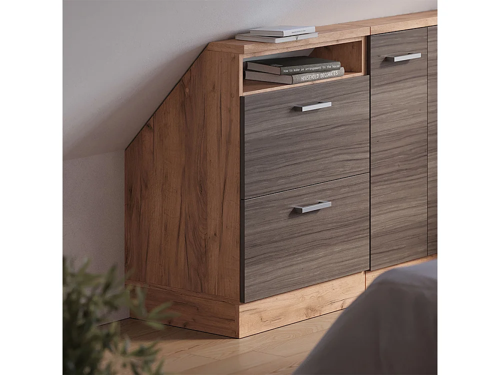 Meuble de rangement sous pente gris noble/chêne doré 60x46x81.6 rion