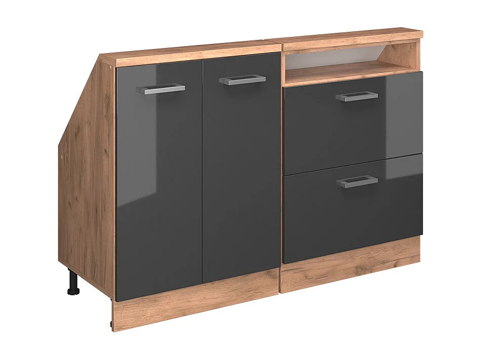 Dachschrägenschrank-Set anthrazit hochglanz/goldkraft eiche 120x46x81.6 rion