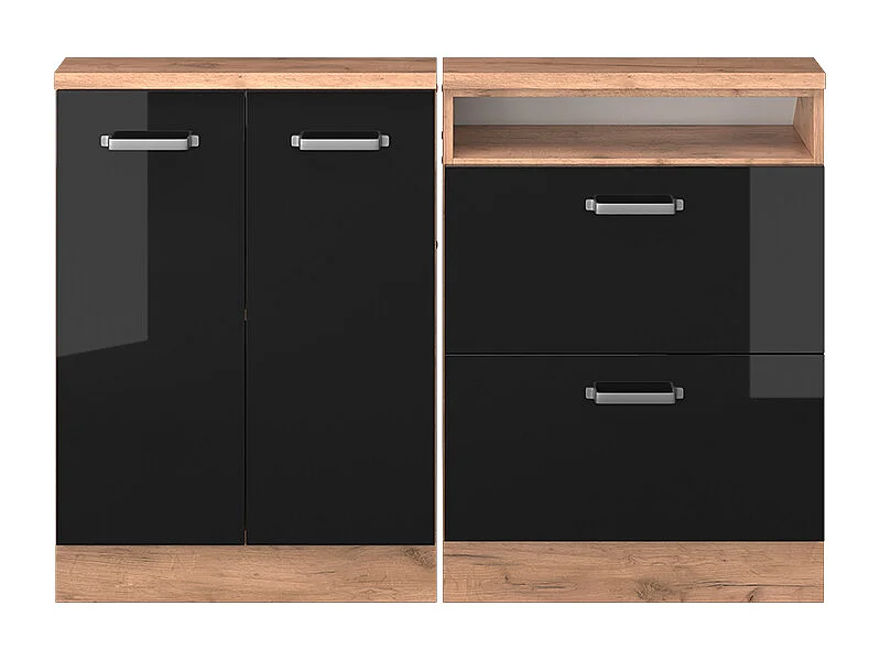 Ensembles de meuble de rangement sous pente noir brillant/chêne doré 120x46x81.6 rion