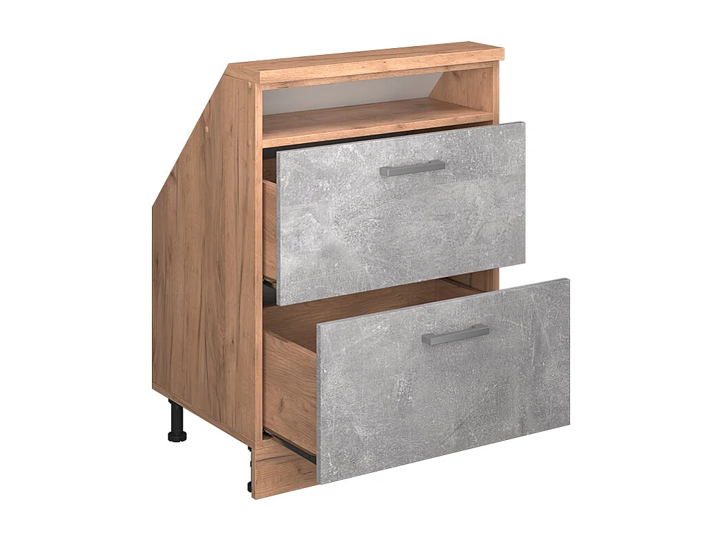 Meuble de rangement sous pente béton/force dor chêne 60x46x81.6 rion