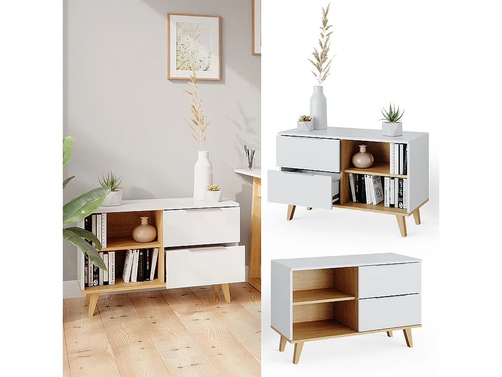 Commode avec tiroirs blanc 40x90x61 nautica