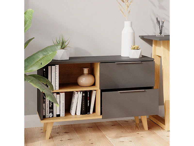 Commode avec tiroirs anthracite 90x40x61 nautica