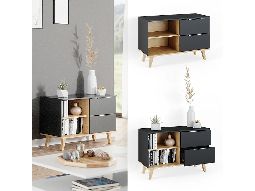 Commode avec tiroirs anthracite 90x40x61 nautica