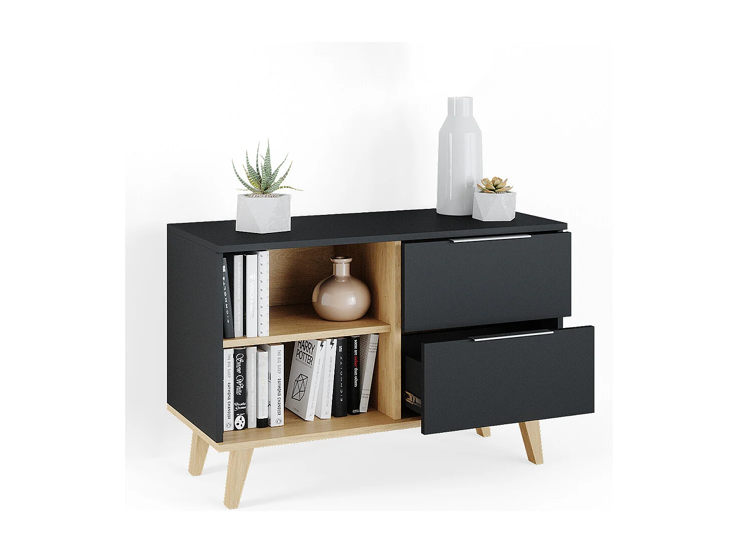 Commode avec tiroirs anthracite 90x40x61 nautica