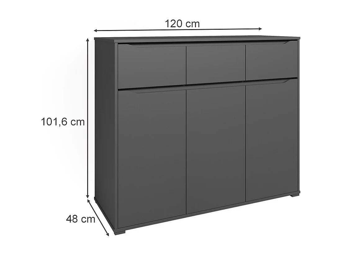 Commode avec tiroirs anthracite 48x120x101.6 ruben