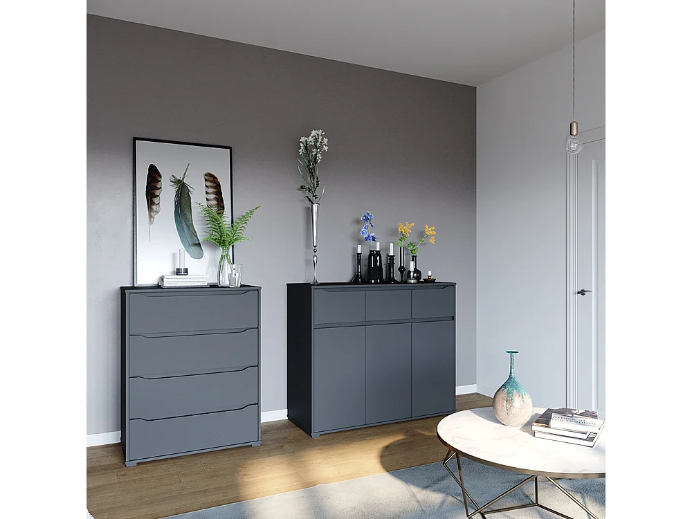 Commode avec tiroirs anthracite 48x120x101.6 ruben