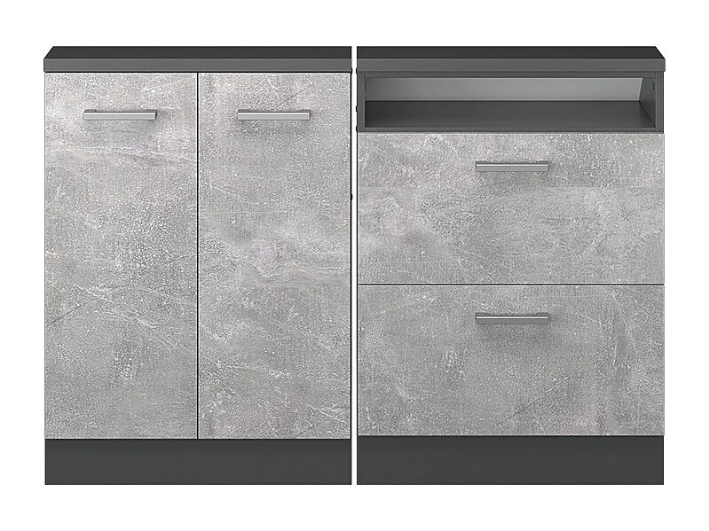 Ensembles de meuble de rangement sous pente béton/anthracite 120x46x81.6 rion