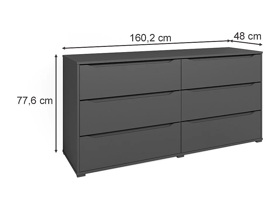 Commode avec tiroirs anthracite 48x160x77.6 ruben