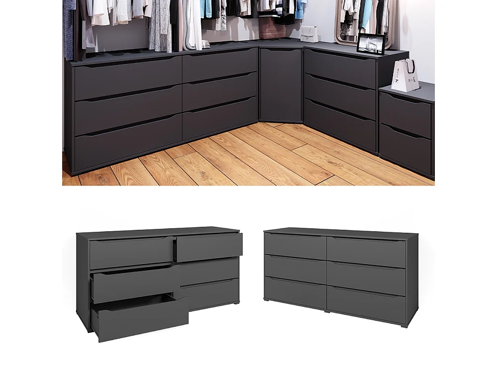 Commode avec tiroirs anthracite 48x160x77.6 ruben