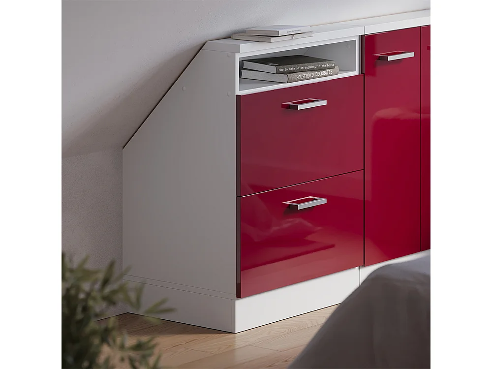 Mobile sottotetto bordeaux lucido/bianco 60x46x81.6 rion