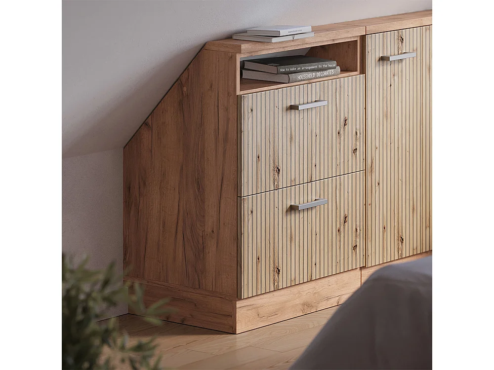 Meuble de rangement sous pente chêne artisan/chêne doré 60x46x81.6 rion