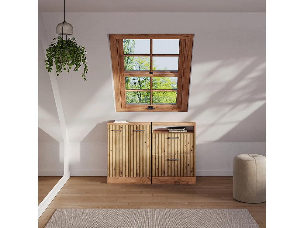 Meuble de rangement sous pente chêne artisan/chêne doré 60x46x81.6 rion