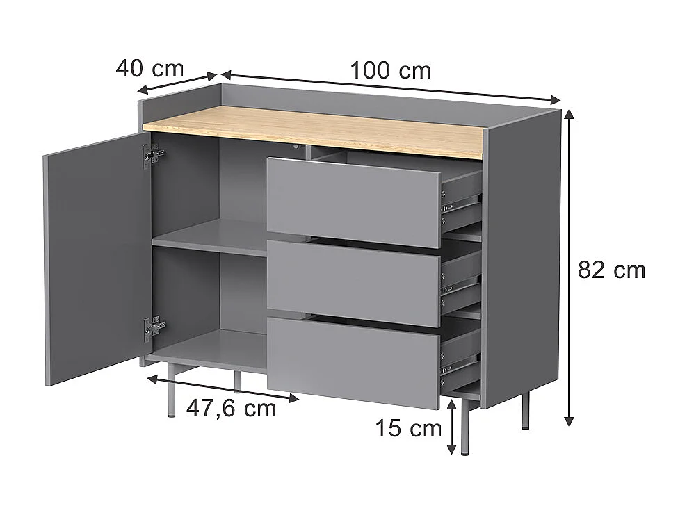 Kommode grau 100x40x82 velina