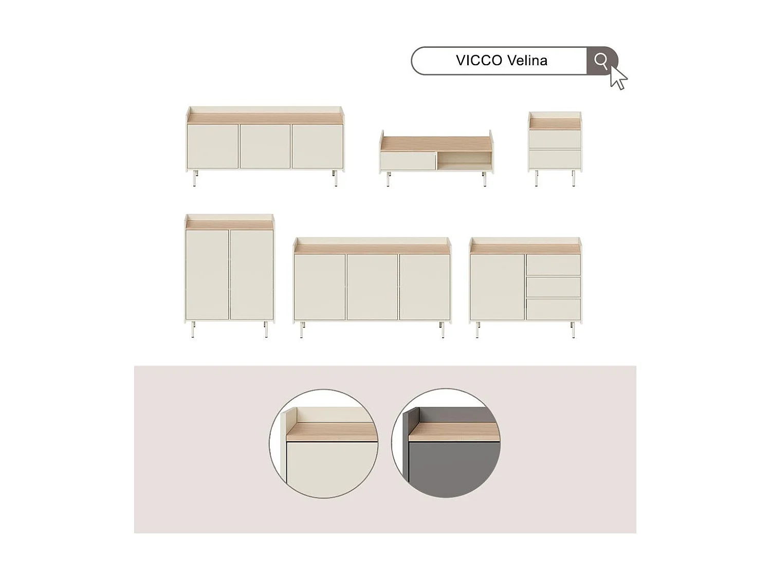 Kommode grau 100x40x82 velina