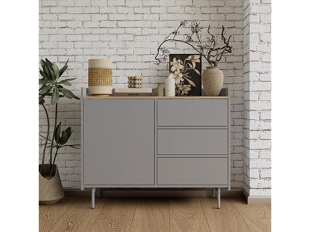 Commode avec tiroirs gris 100x40x82 velina