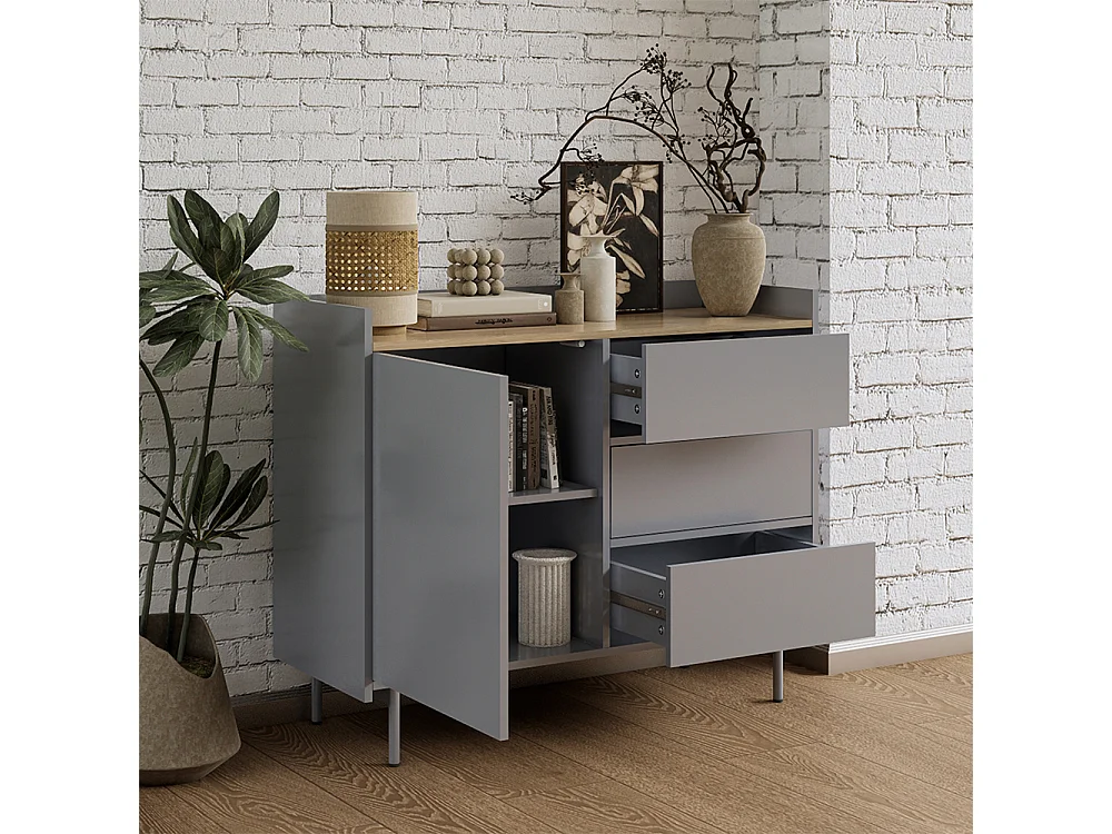 Commode avec tiroirs gris 100x40x82 velina