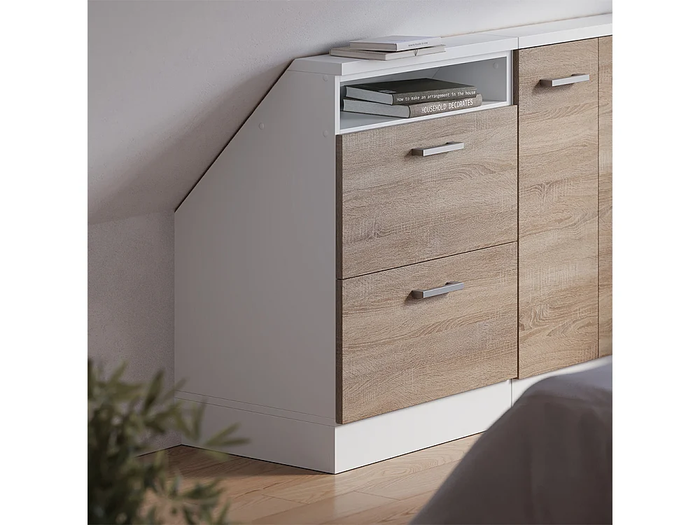 Meuble de rangement sous pente sonoma/blanc 60x46x81.6 rion