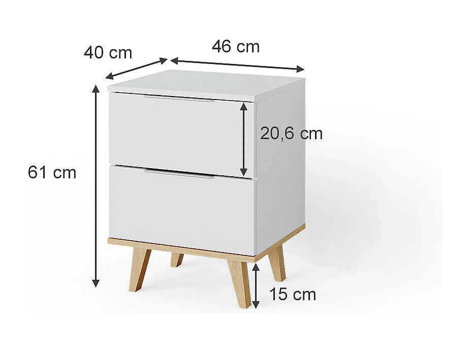 Cassettiera per camera da letto bianco 40x45.9x61 nautica