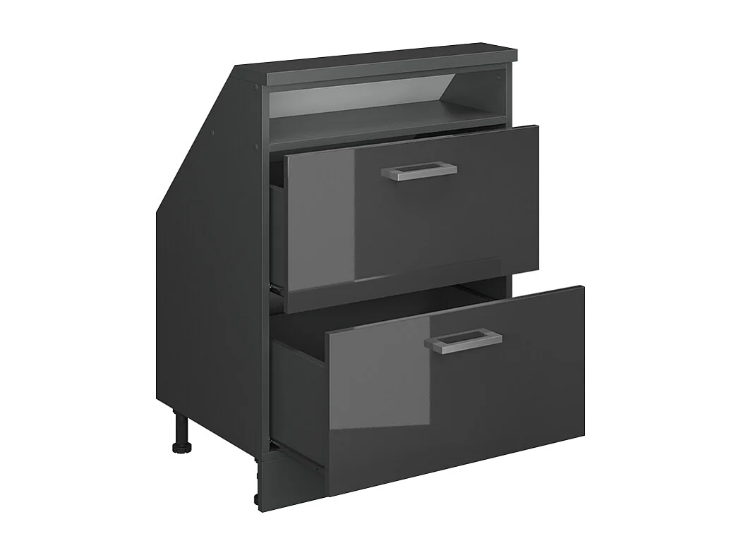 Meuble de rangement sous pente anthracite brillant/anthracite 60x46x81.6 rion
