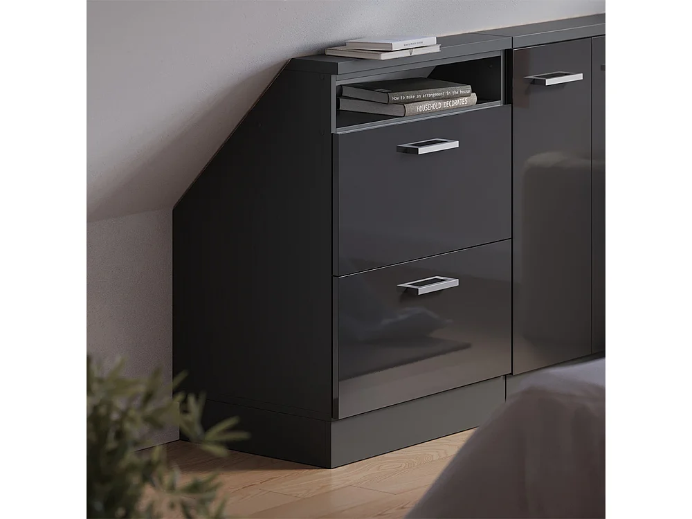 Meuble de rangement sous pente anthracite brillant/anthracite 60x46x81.6 rion