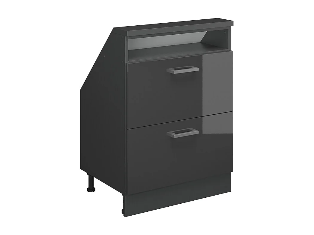 Meuble de rangement sous pente anthracite brillant/anthracite 60x46x81.6 rion
