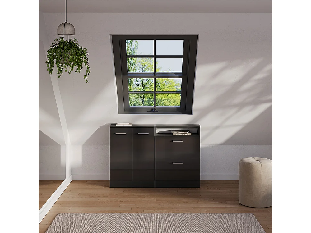 Meuble de rangement sous pente anthracite brillant/anthracite 60x46x81.6 rion
